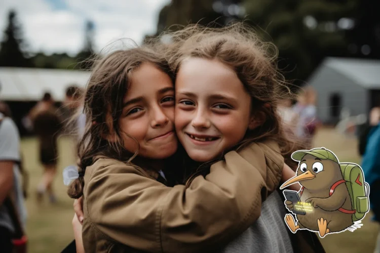 Girls laughing at school camp